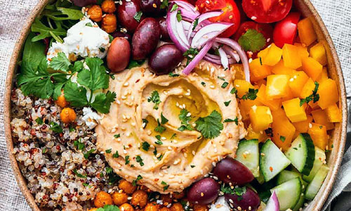 Wholesome Mediterranean Bowl Classic filled with fresh vegetables